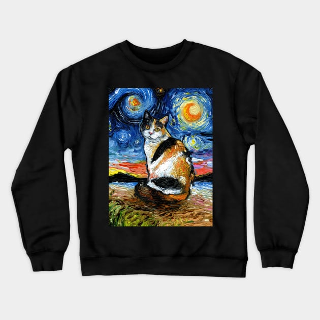 Calico Night Crewneck Sweatshirt by sagittariusgallery